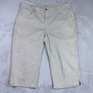 Riders by Lee Women's Khaki Capri Pants - Beige Cropped Trousers Size 18